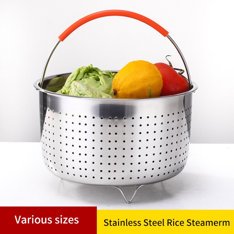 304 Stainless Steel Steamer Basket Instant Pot Accessories for 3/6/8L Instant Cooker with Silicone Covered Handle