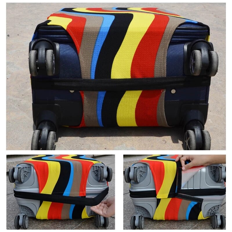 Fashion Suitcase Cover High Elastic Stripe Love Heart Shaped Luggage Case Dust Cover For18-32Inch Suitcase Essential Accessories