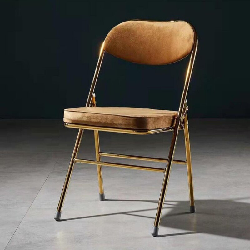 Classic Thickened Electroplated Folding Chair Comfortable Dining Chair Office Chair Accent Chairs for Living Room Furniture Ins