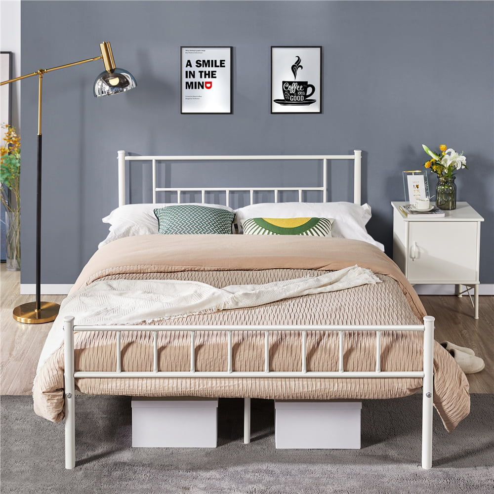 Metal Full Bed with Headboard and Footboard, Black Queen Bed Frame Furniture Bedroom
