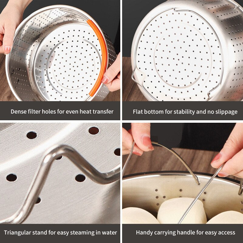 304 Stainless Steel Steamer Basket Instant Pot Accessories for 3/6/8L Instant Cooker with Silicone Covered Handle