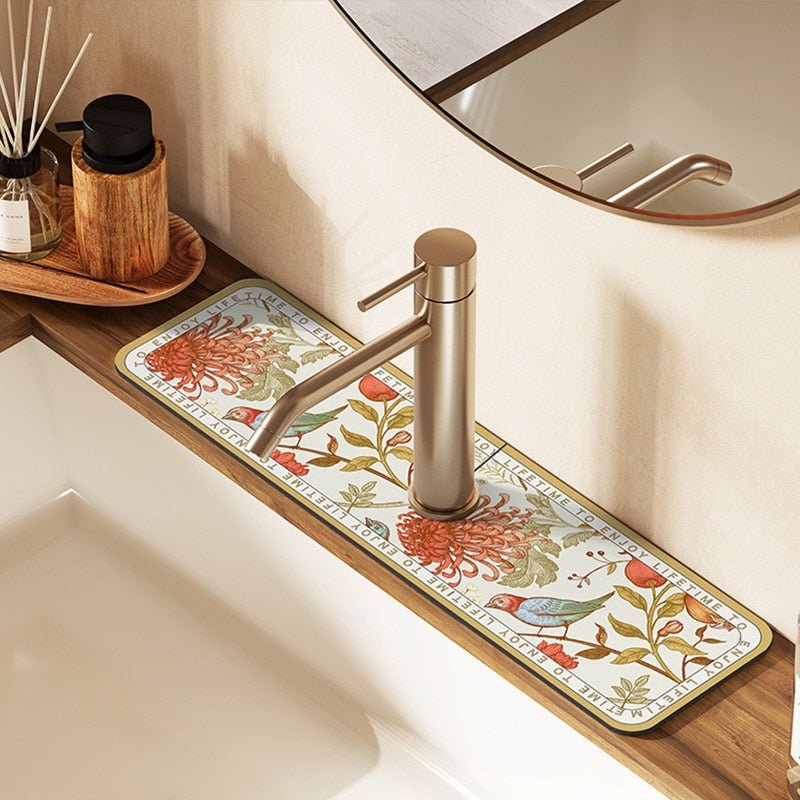 Classic Sink Faucet Drain Pad Table Mat Toilet Diatom Mud Absorbent Pad Non-slip Anti-mildew Mat for Kitchen Countertop Dining