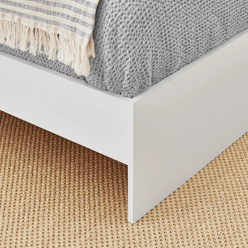 Sauder Parklane Platform Twin Bed with Headboard, Soft White Finish (Mattresses Not Included) bedframe twin bed frame