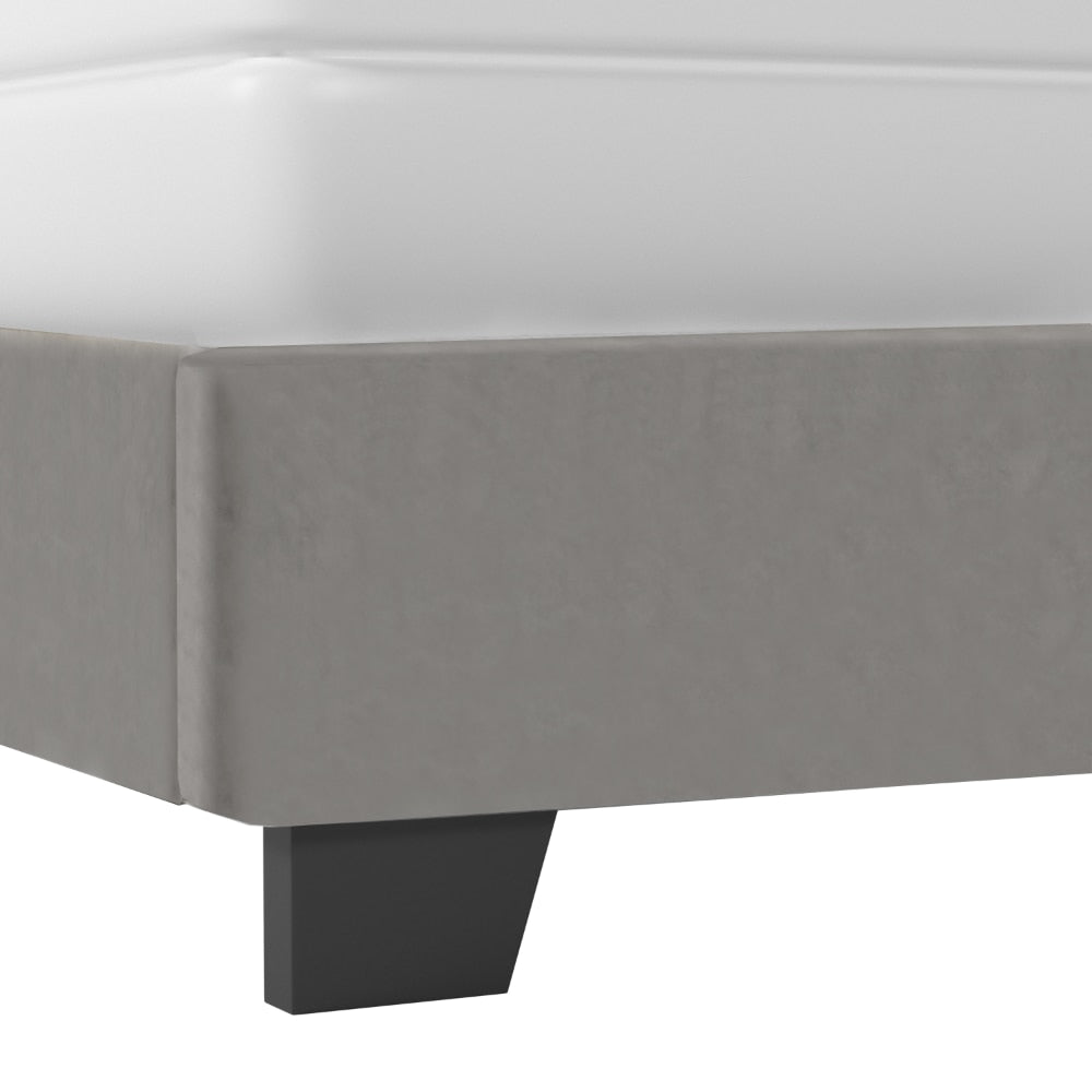 Reece Channel Stitched Upholstered Queen Bed, Platinum Grey, By Hillsdale Living Essentials Twin Bed Frame Bedroom Furniture