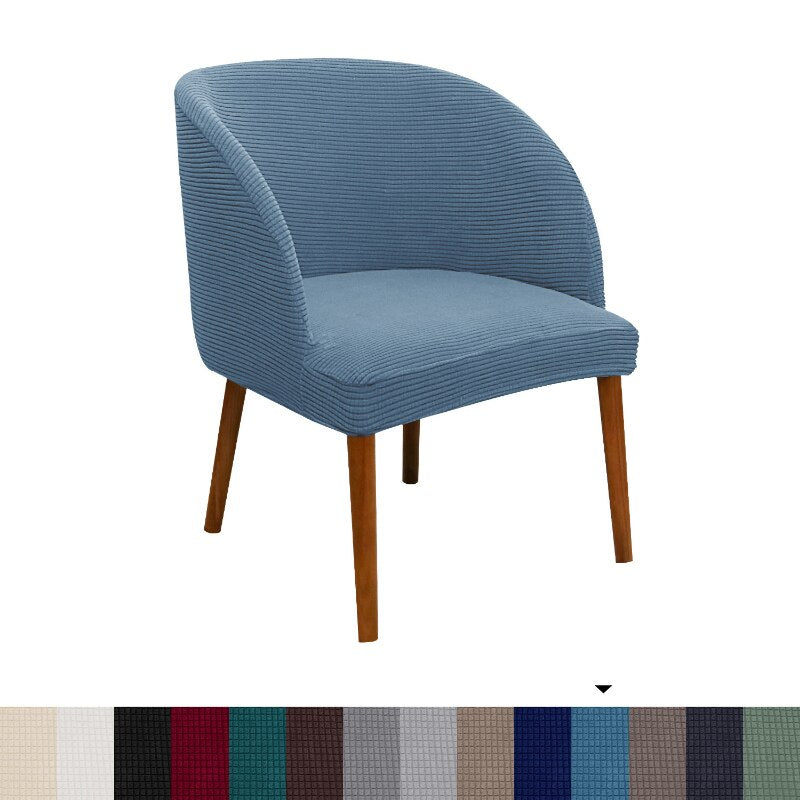 Jacquard Accent Round Seat Cover Slipcovers Curved Back Dining Chair Protector Cover for Kitchen Living Dressing Room