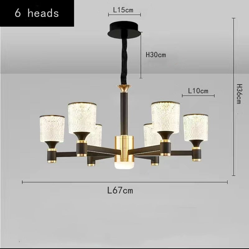 Nordic light luxury living room led crystal chandelier modern minimalist luxury dining room bedroom gold and black ceiling lamps