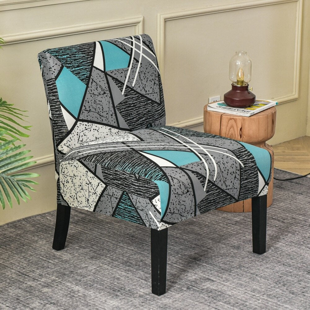 Armless Accent Slipper Chair Cover Elastic Sofa Stool Slipcover Jacquard Stretch Dining Couch Protector For Living Room Decor