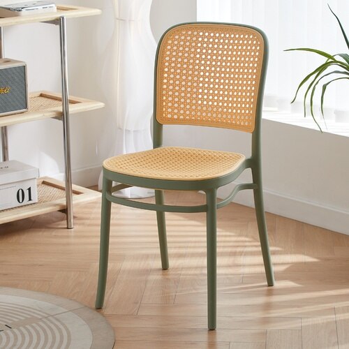 Nordic Mobile Dining Chairs Accent Living Room Office Rattan Designer Dining Chairs Balcony Ergonomic Cadeira Rattan Furnitures