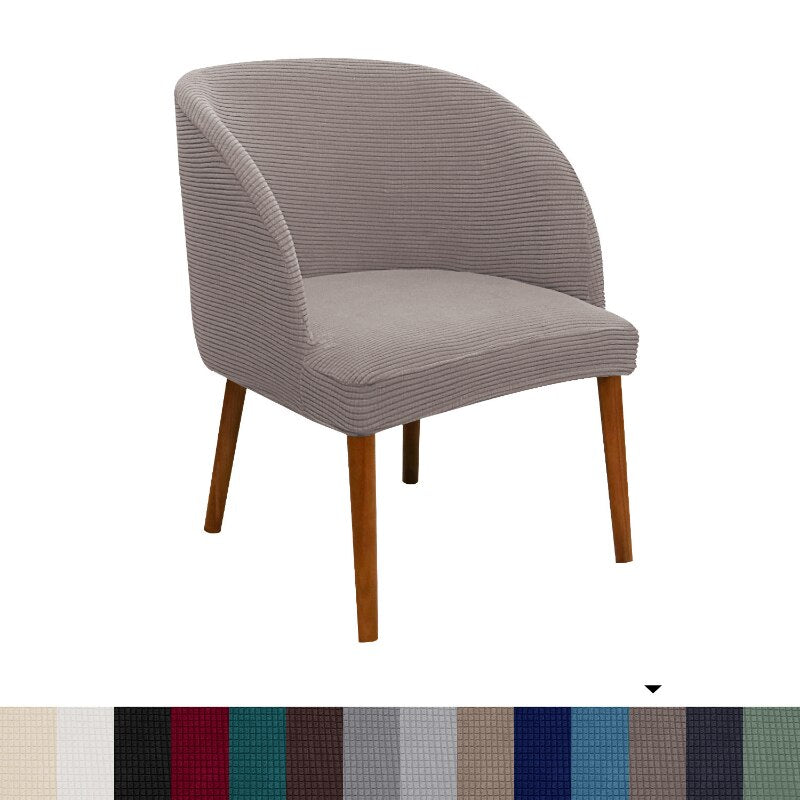 Jacquard Accent Round Seat Cover Slipcovers Curved Back Dining Chair Protector Cover for Kitchen Living Dressing Room