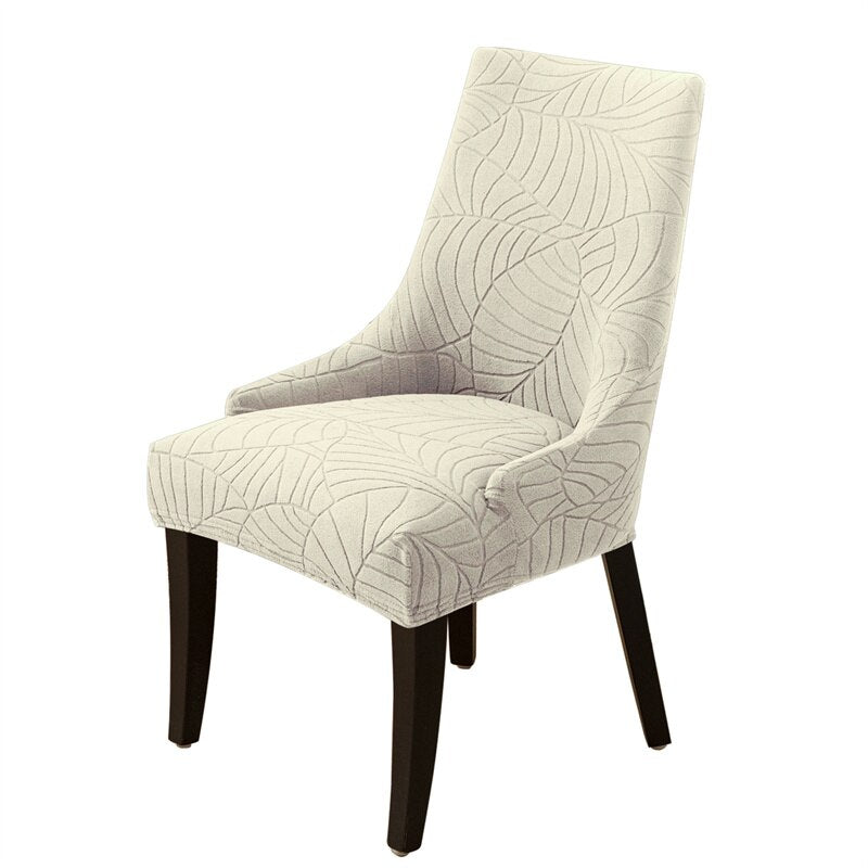 Jacquard Sloping Chair Cover High Back Armchair Cover Elastic Accent Living Dining Room Seat Covers Office Hotel Wedding Party