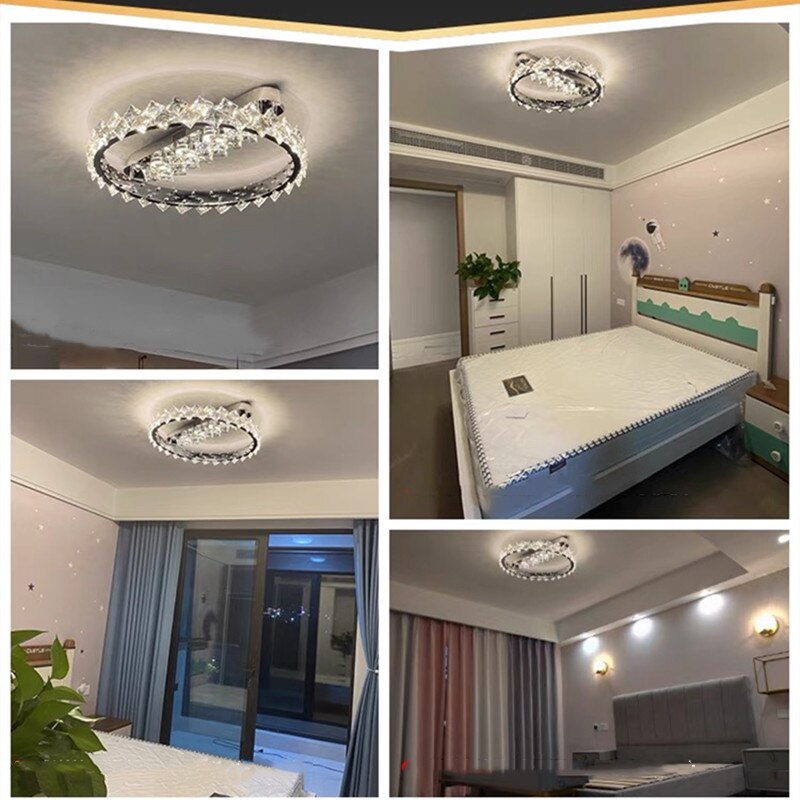 Modern Luxury Crystal Ceiling Lamp Lights Stainles Steel Chrome Dimming For Living Dining Room Bedroom Lustre Luminaire Lighting