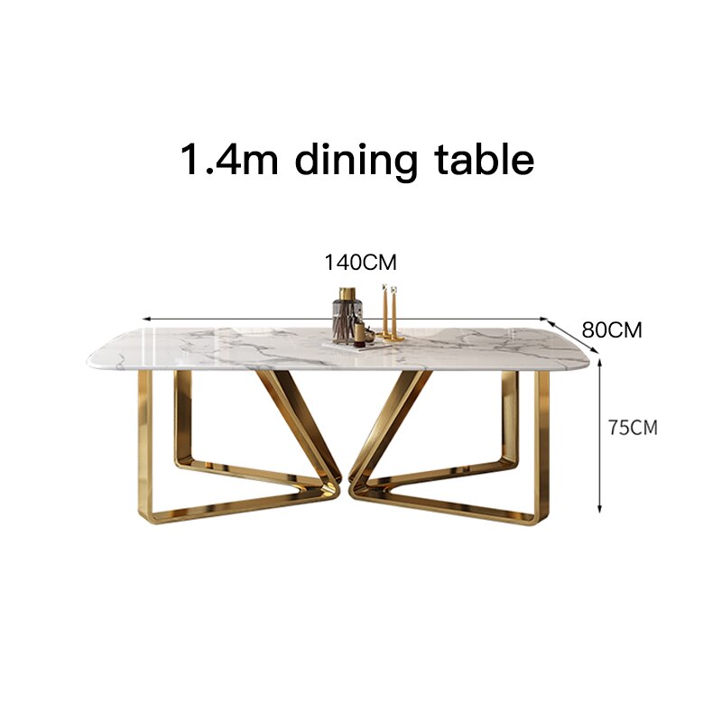 Metal Luxury Marble Table Dining Rectangular For Home Modern Minimalist Rock Slab Small Mesa De Comedor Salon Furniture FGM