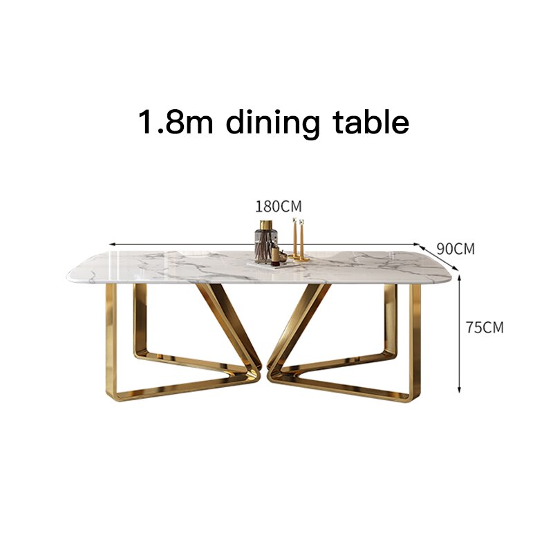 Metal Luxury Marble Table Dining Rectangular For Home Modern Minimalist Rock Slab Small Mesa De Comedor Salon Furniture FGM