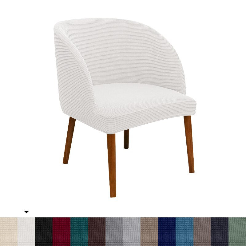 Jacquard Accent Round Seat Cover Slipcovers Curved Back Dining Chair Protector Cover for Kitchen Living Dressing Room
