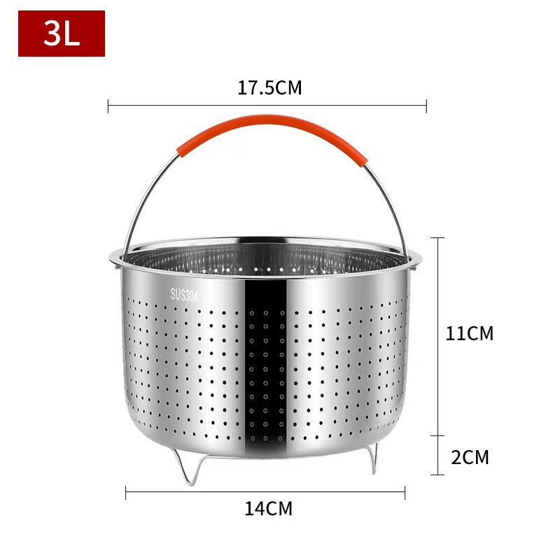 304 Stainless Steel Steamer Basket Instant Pot Accessories for 3/6/8L Instant Cooker with Silicone Covered Handle