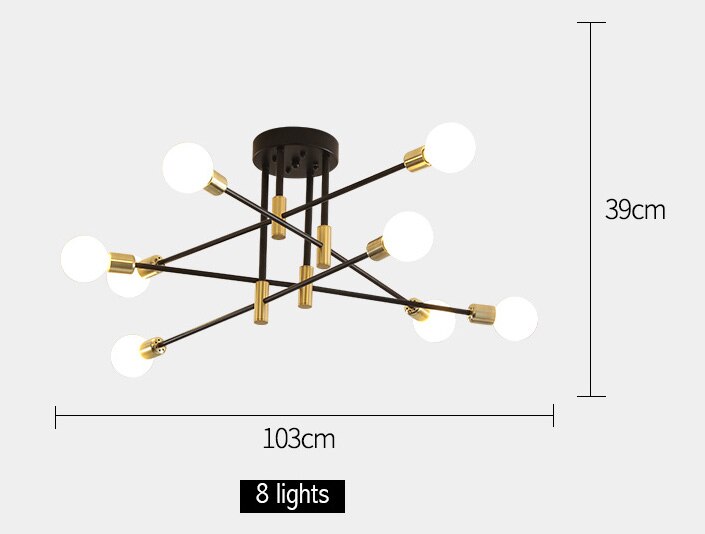 Close to ceiling light fixtures home Decor Warm And Romantic Lighting indoor Modern Living Room Lamp Black Golden Chandelier