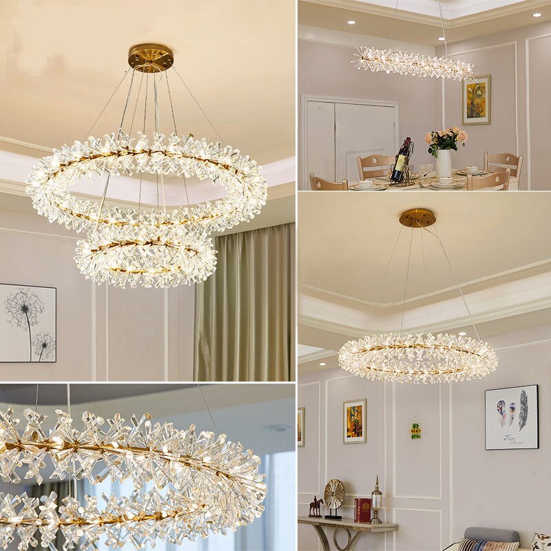 2023Modern K9 Crystal Flower Ceiling Chandelier Nordic Luxury Chandelier indoor lighting lustre LED Hanging Lamp for Living Room