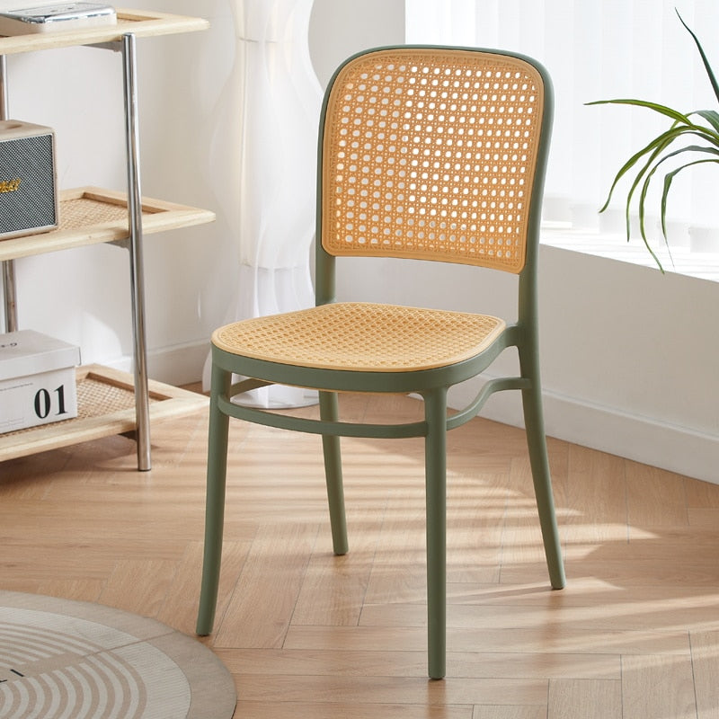 Nordic Mobile Dining Chairs Accent Living Room Office Rattan Designer Dining Chairs Balcony Ergonomic Cadeira Rattan Furnitures