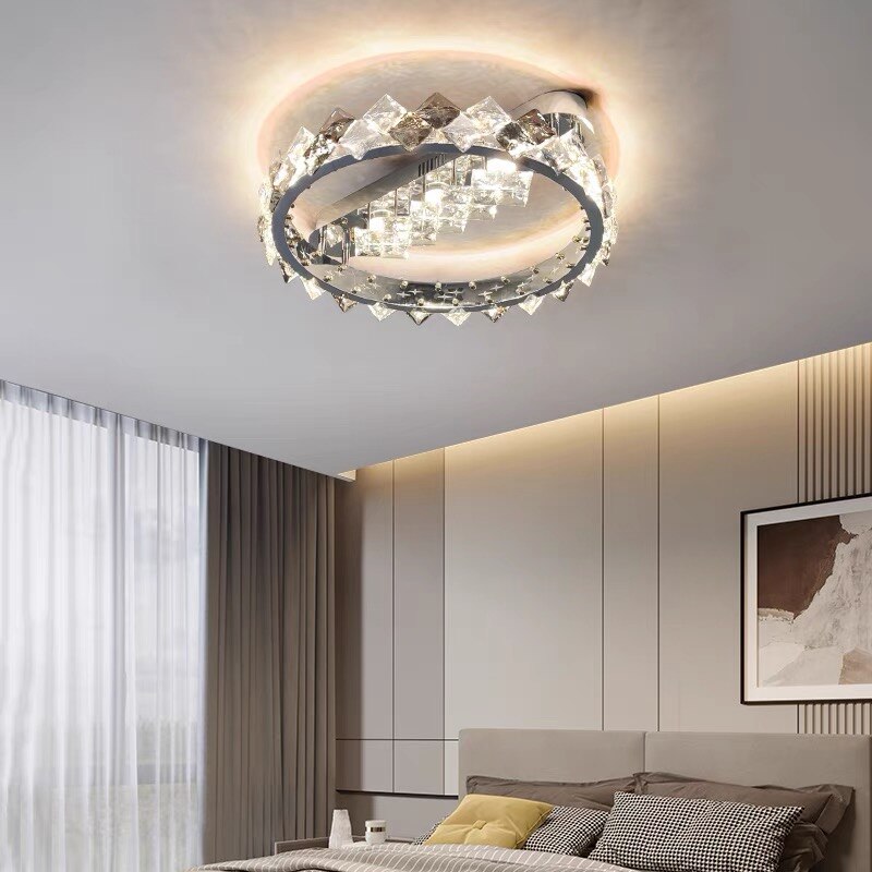 Modern Luxury Crystal Ceiling Lamp Lights Stainles Steel Chrome Dimming For Living Dining Room Bedroom Lustre Luminaire Lighting