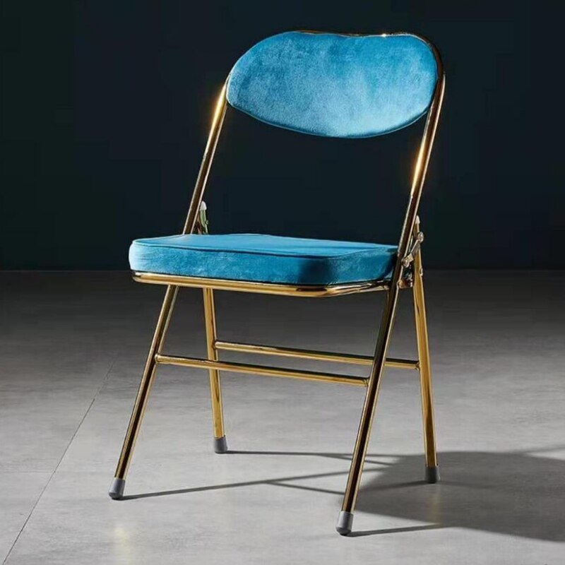 Classic Thickened Electroplated Folding Chair Comfortable Dining Chair Office Chair Accent Chairs for Living Room Furniture Ins