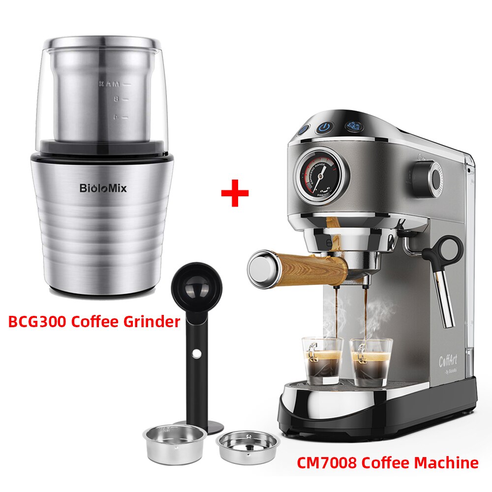 20 Bar Semi Automatic Coffee Maker Machine by BioloMix ,with Milk Steam Frother Wand, for Espresso, Cappuccino, Latte and Mocha