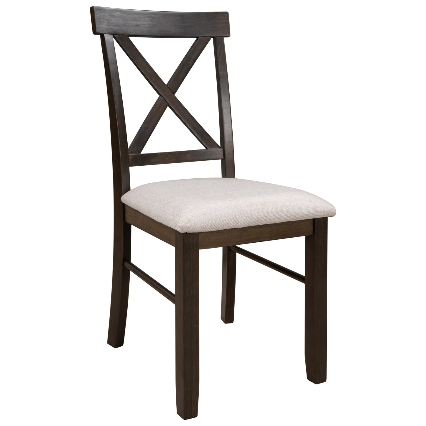 5 Pieces Farmhouse Rustic Wood Kitchen Dining Table Set with Upholstered 4 X-back Chairs for Living Room