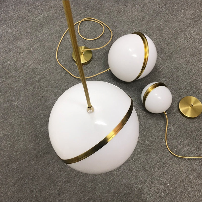 Nordic Modern LED Pendant Lights Dining Table Decor Bedroom Restaurant Chandelier Fixtures Golden Hanging Lamp Ball Lampshade