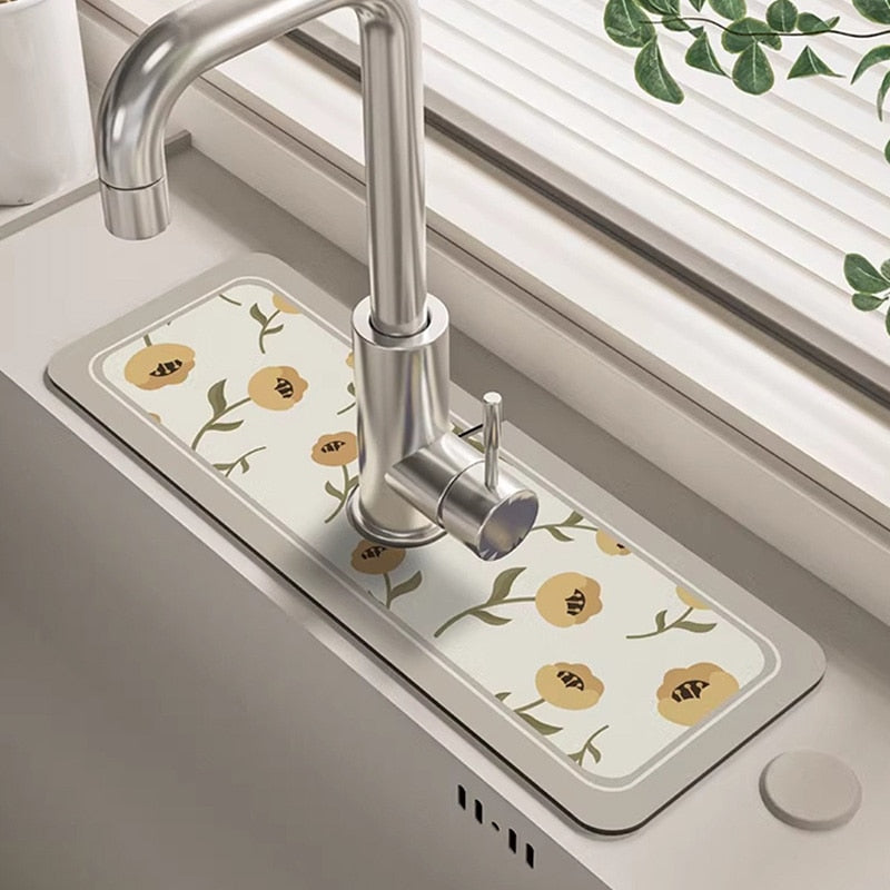Classic Sink Faucet Drain Pad Table Mat Toilet Diatom Mud Absorbent Pad Non-slip Anti-mildew Mat for Kitchen Countertop Dining