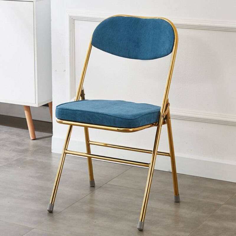Classic Thickened Electroplated Folding Chair Comfortable Dining Chair Office Chair Accent Chairs for Living Room Furniture Ins