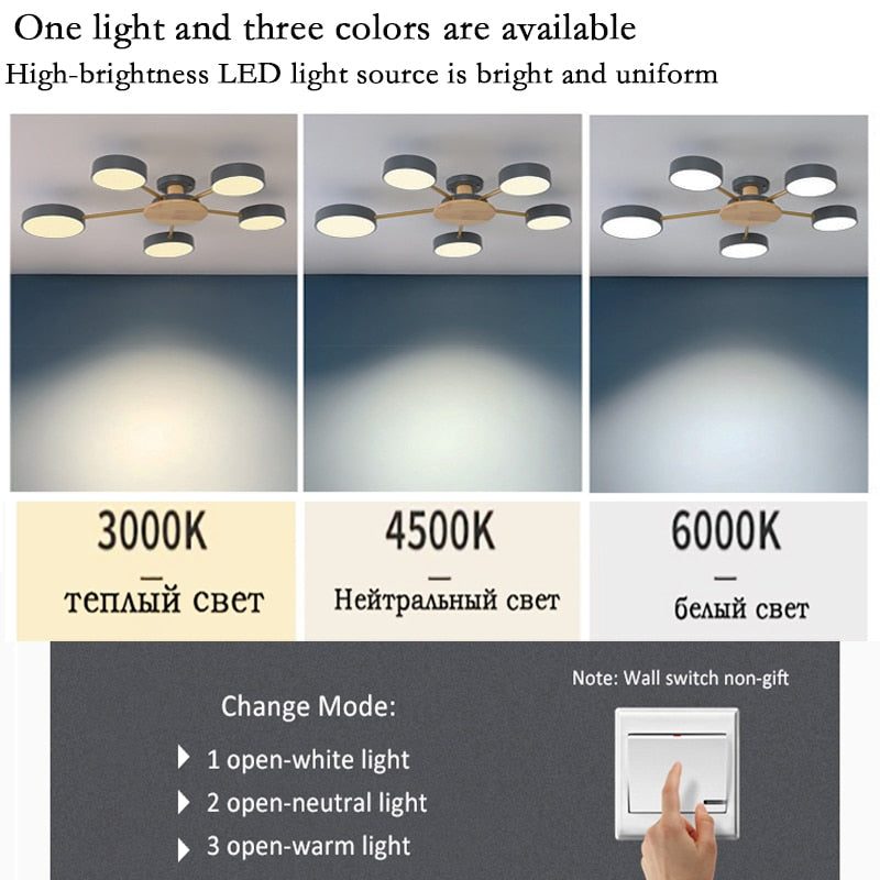 Modern Wooden LED Ceiling Chandeliers Home Decoration for Living Room Bedroom Kitchen Dining Room Lights Indoor Pendant Lamps
