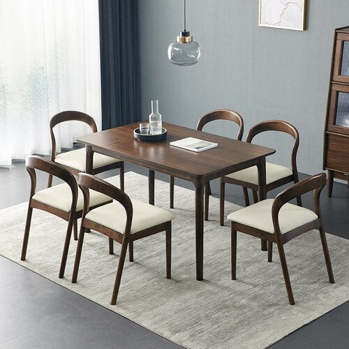Solid wood dining tables and chairs small household type Nordic black walnut wood table Japanese rectangular table