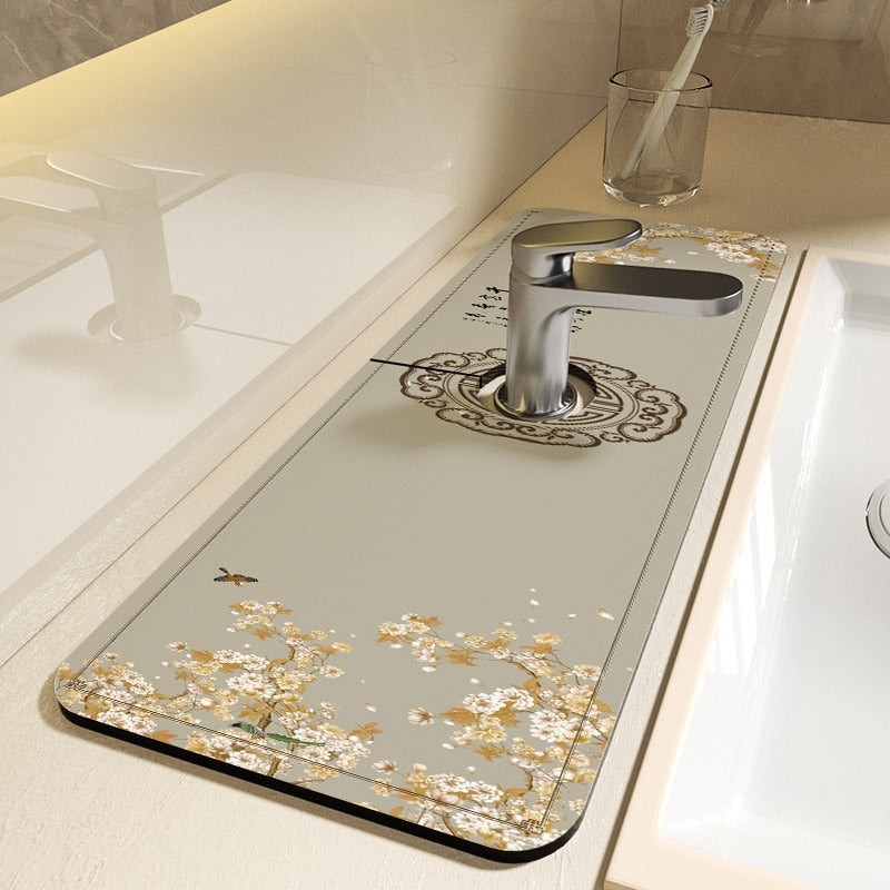 Classic Sink Faucet Drain Pad Table Mat Toilet Diatom Mud Absorbent Pad Non-slip Anti-mildew Mat for Kitchen Countertop Dining