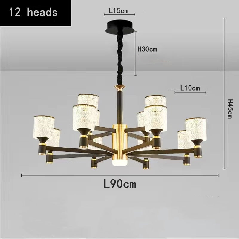 Nordic light luxury living room led crystal chandelier modern minimalist luxury dining room bedroom gold and black ceiling lamps