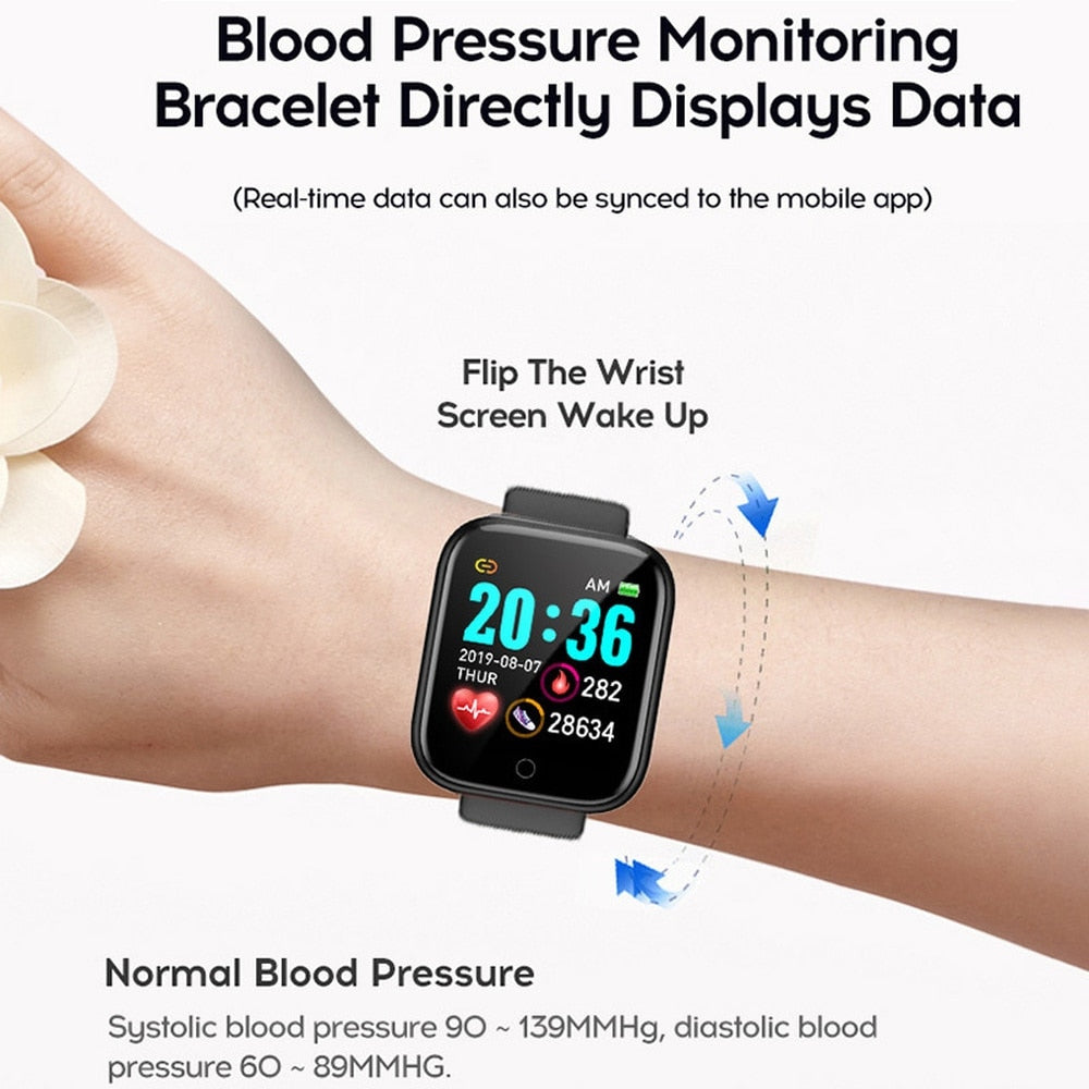 D20 Color Touch Screen Waterproof Bluetooth Smart Fitness Bracelet Y68 Health Blood Pressure Heart Rate Sleep Sports Band Watch