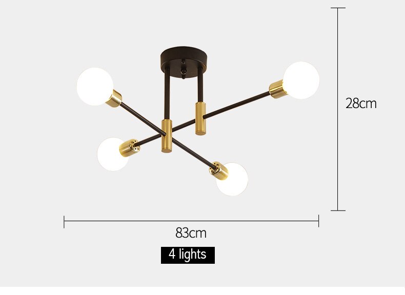 Close to ceiling light fixtures home Decor Warm And Romantic Lighting indoor Modern Living Room Lamp Black Golden Chandelier