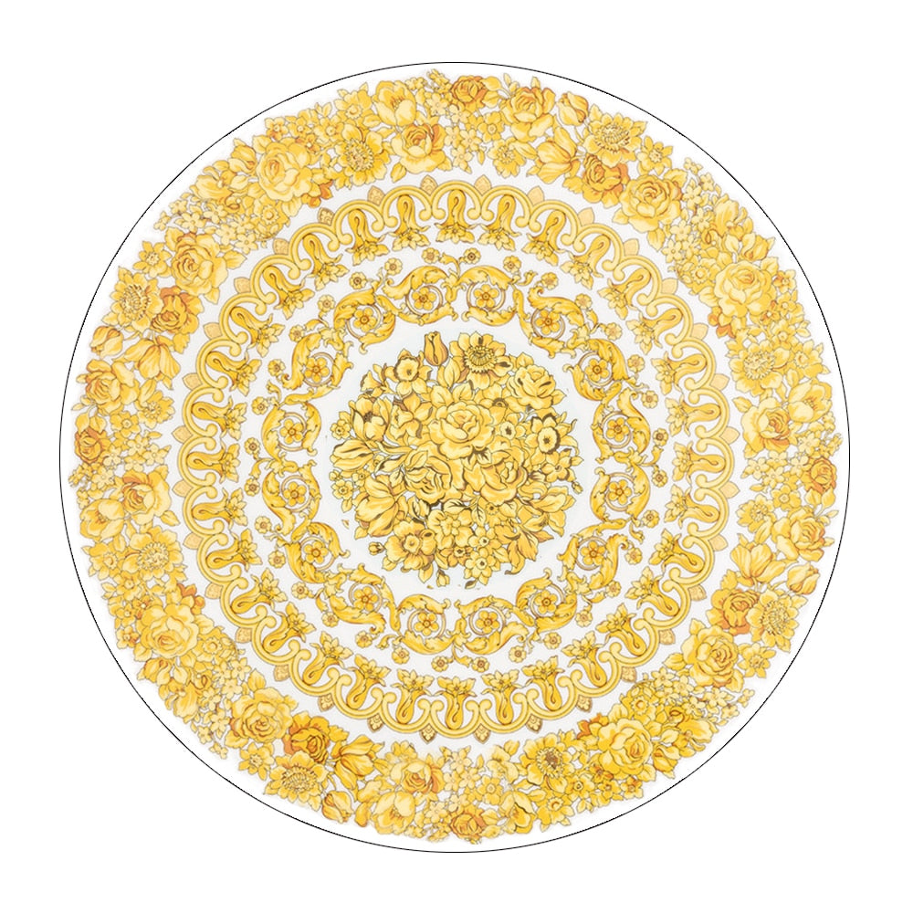 Gold Round Carpets Living Bedroom Area Rug Room Bedside Chair Mat European Style Home Decoration Carpet Tatami Mat Alfombras