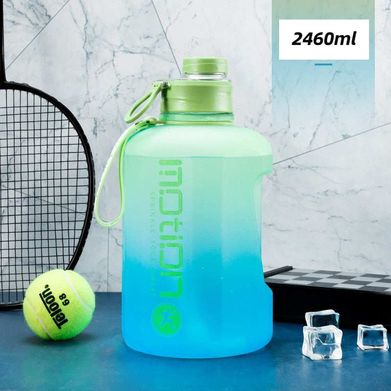 2 Liter Sports Water Bottle With Straw Large Capacity Fitness With Scale Gradient Kettle Outdoor Plastic Portable Water Bottle