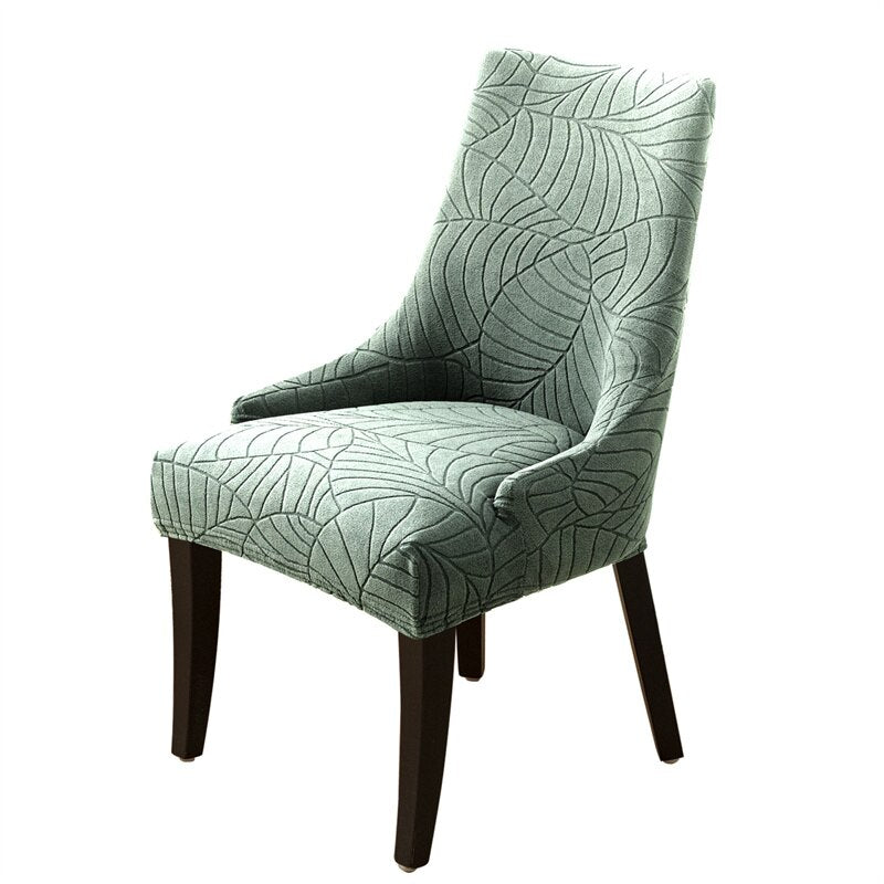 Jacquard Sloping Chair Cover High Back Armchair Cover Elastic Accent Living Dining Room Seat Covers Office Hotel Wedding Party