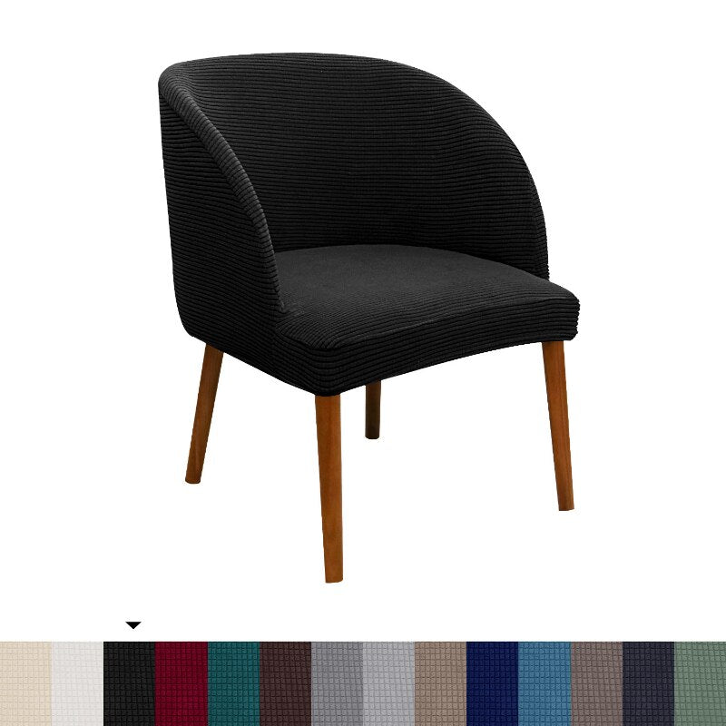 Jacquard Accent Round Seat Cover Slipcovers Curved Back Dining Chair Protector Cover for Kitchen Living Dressing Room