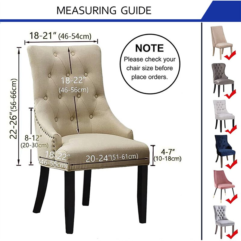 Jacquard Sloping Chair Cover High Back Armchair Cover Elastic Accent Living Dining Room Seat Covers Office Hotel Wedding Party