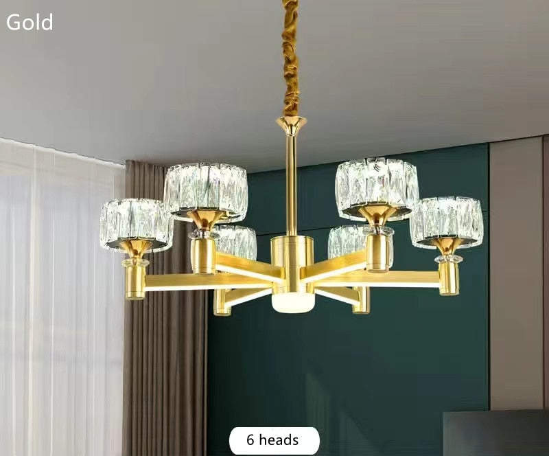 Nordic light luxury living room led crystal chandelier modern minimalist luxury dining room bedroom gold and black ceiling lamps