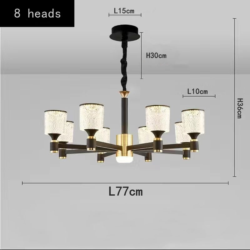 Nordic light luxury living room led crystal chandelier modern minimalist luxury dining room bedroom gold and black ceiling lamps