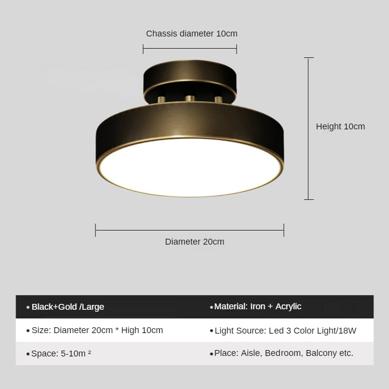 New Gold Ceiling Lamp Nordic Lighting Luxury Corridor Living Room Bedroom Hallway Interior Front Porch Kitchen Decoration Light