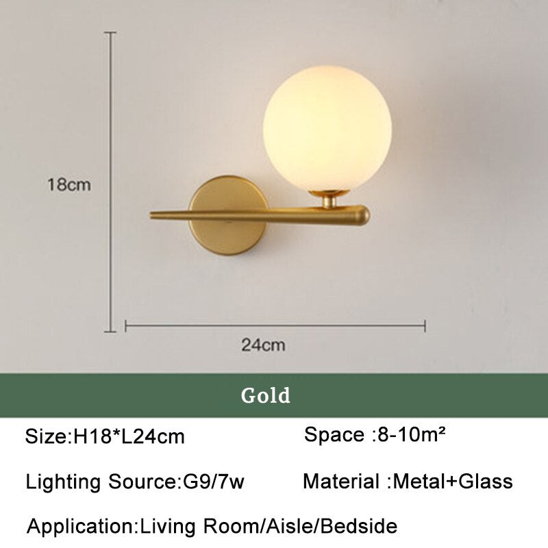 Nordic Glas Ball FÜHRTE Wand Licht für Wohnzimmer Interior Schlafzimmer LED Wand Leuchte mit 7w G9 Birne wand Leuchte für Home