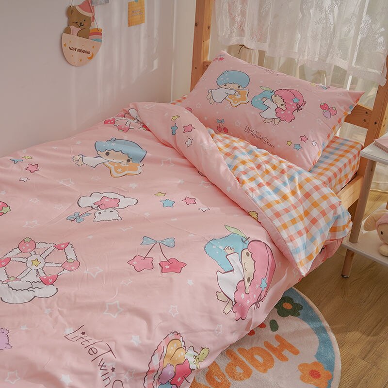 Sanrio Hello Kitty Kuromi Cinnamoroll Bedding Set Four Piece Bedding Double Pillowcase Bed Linens Dorm Bedclothes Home Textile