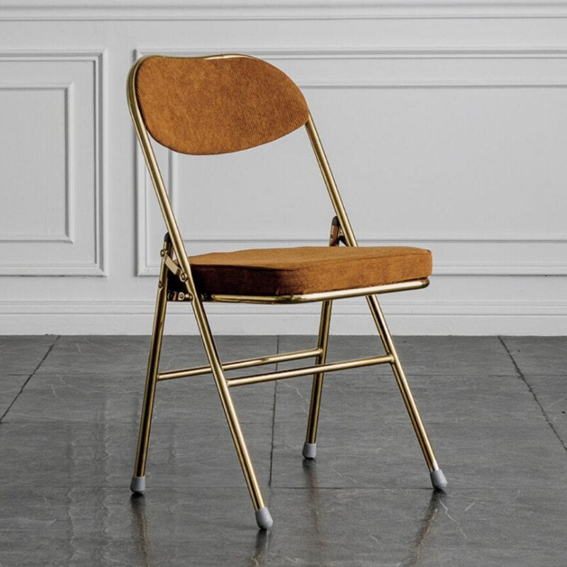 Classic Thickened Electroplated Folding Chair Comfortable Dining Chair Office Chair Accent Chairs for Living Room Furniture Ins
