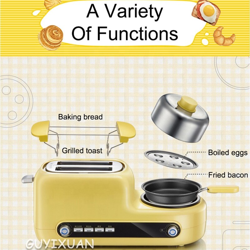3 in 1 Home Breakfast Machine Coffee Maker Frying Pan Bread Toaster Electric oven Bread baking machine
