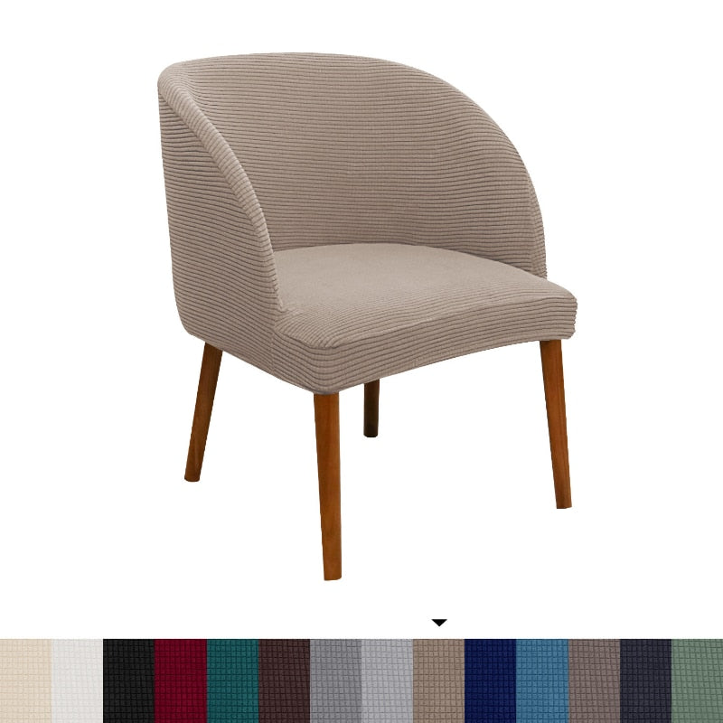 Jacquard Accent Round Seat Cover Slipcovers Curved Back Dining Chair Protector Cover for Kitchen Living Dressing Room