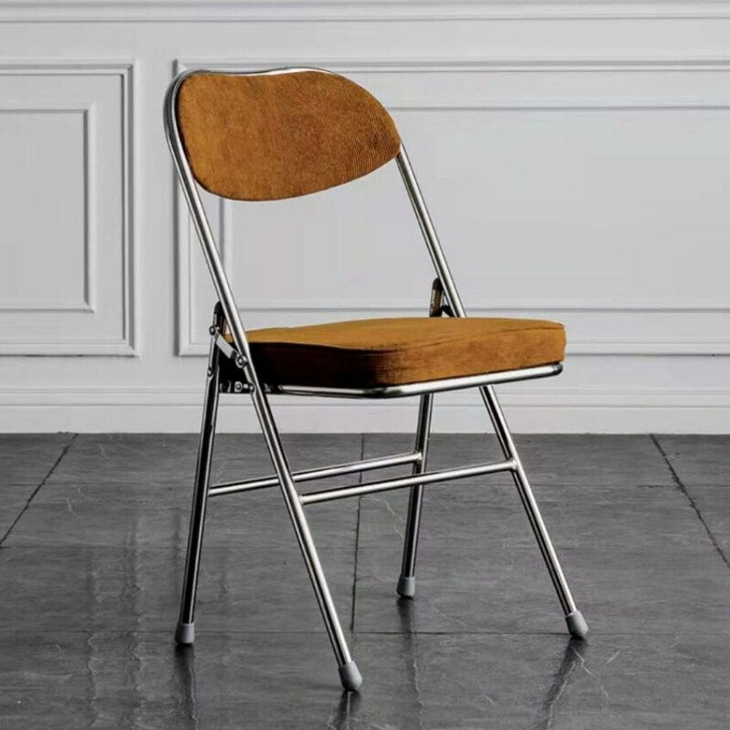 Classic Thickened Electroplated Folding Chair Comfortable Dining Chair Office Chair Accent Chairs for Living Room Furniture Ins