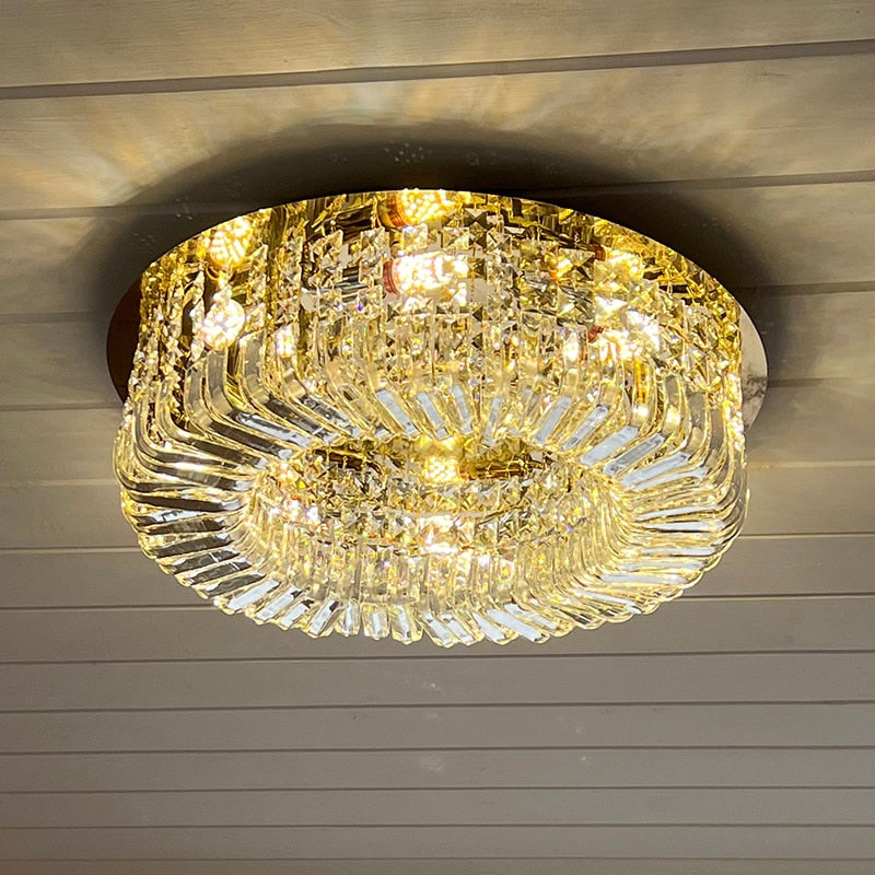 Luxury Modern Minimalist Crystal Glass Round Ceiling Chandelier For Home Living Room Bedroom Study Led Indoor Lighting Decor